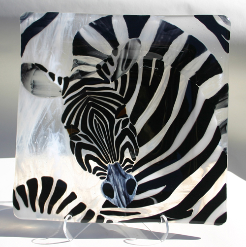 Glass: Zebra Bust Tray 14 1/2"