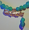 Sterling silver: Alligator with green dragon vein agate beads