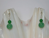 Sterling silver:Green Jade, Green Agate Earrings