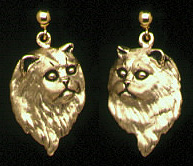 Cats: Persian Cat Earrings 14k