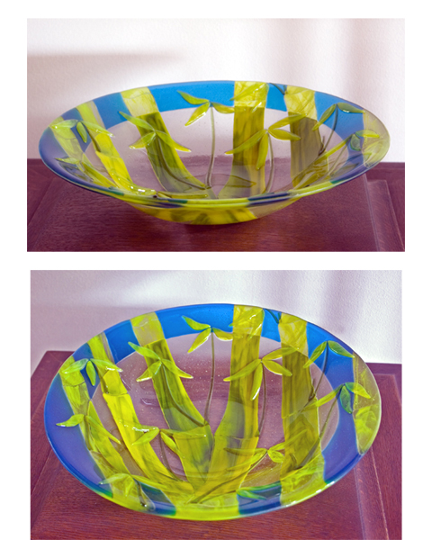 Glass: Bamboo Bowl with Turquoise Rim