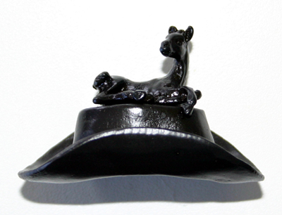 Horses: Mustang on Hat Knob Oiled Bronze plated pewter