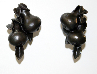 Pear Knob set oiled bronze plated pewter