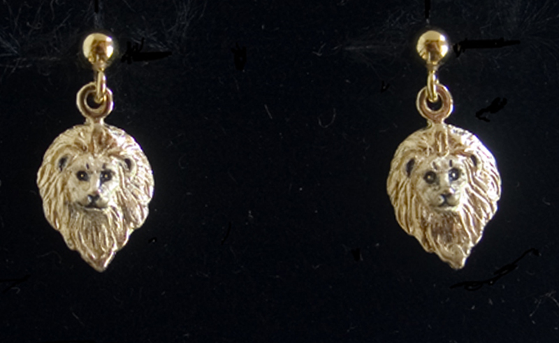 Lions: Miniature Lion Earrings 14k