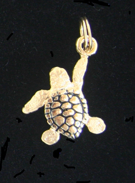 Turtles: Miniature Turtle Right Charm 14k