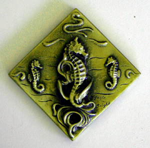 Tiles: Sea Horse 2 1/4" brass finish
