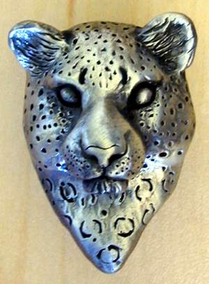 Leopard Head Knob pewter finish