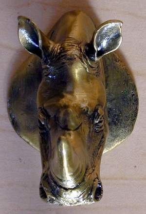Rhino Head Knob brass finish