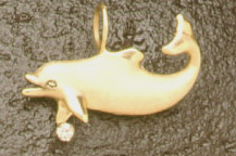 Dolphins: Large Dolphin Pendant 14k