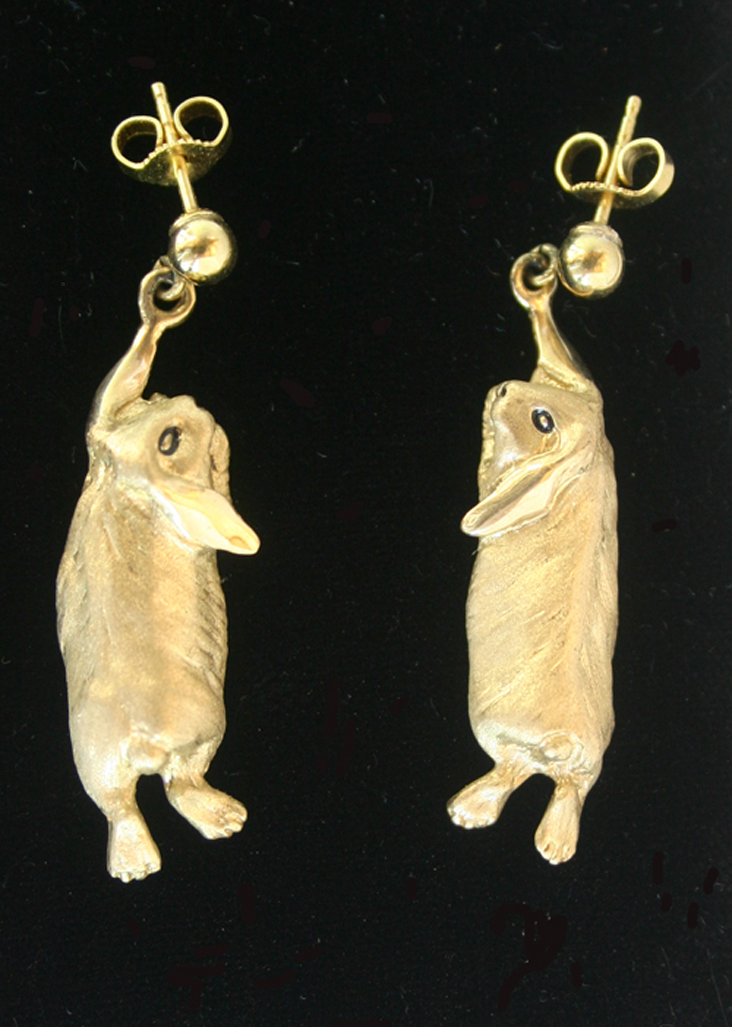 Rabbits: Holland Lop Earrings 14k