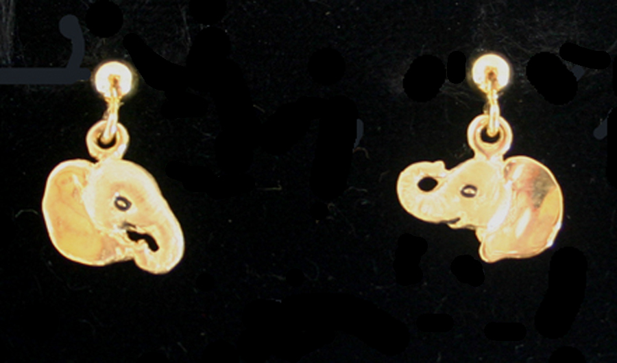 Elephants: Miniature Elephant Earrings 14k