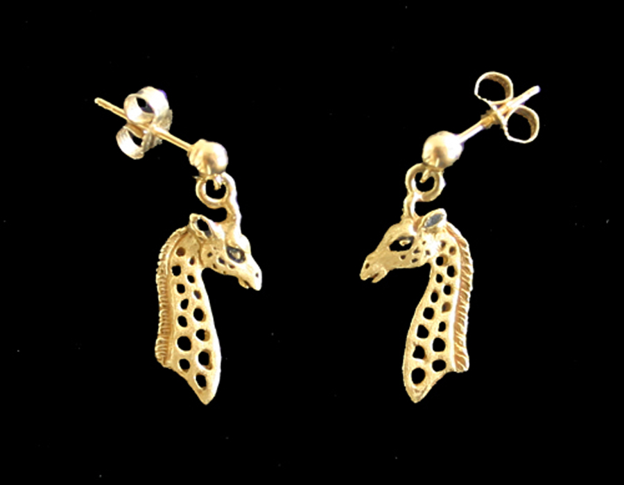 Giraffes: Miniature Giraffe Earrings 14k