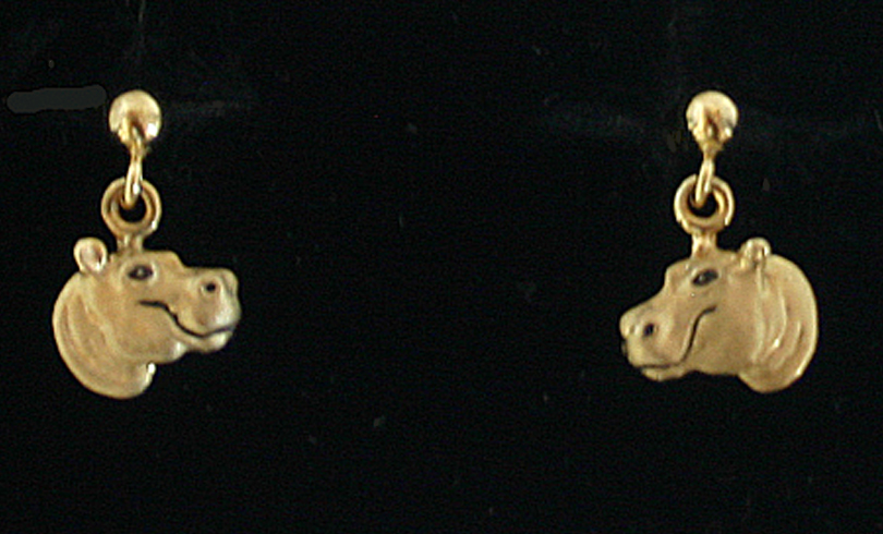 Hippos: Miniature Hippo Earrings 14k