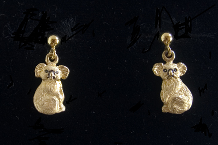 Koalas: Miniature Koala Earrings 14k