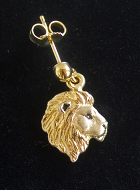 Lions: Miniature Lion Profile Earring (single) 14k