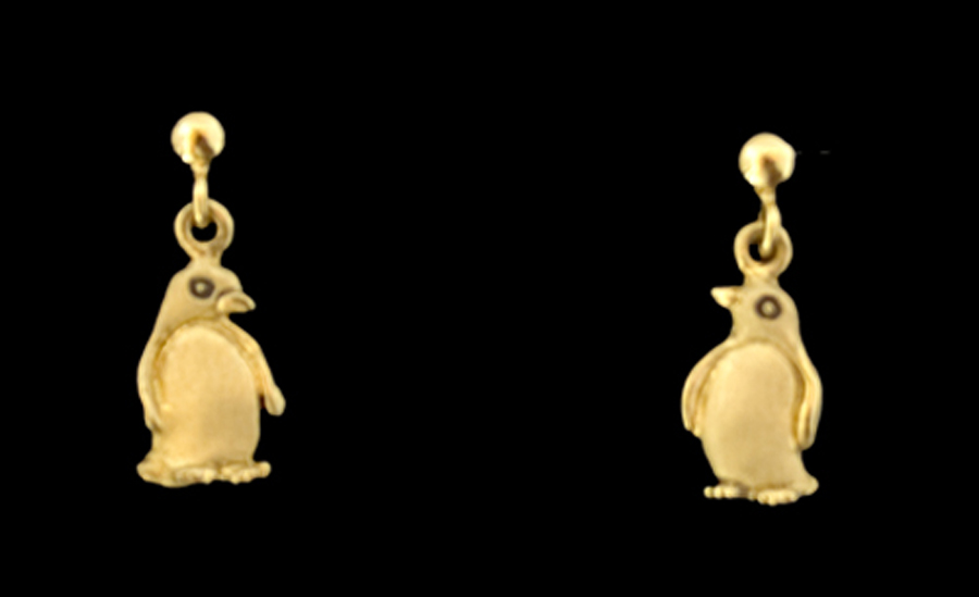 Penguins: Miniature Penguin Earrings 14k