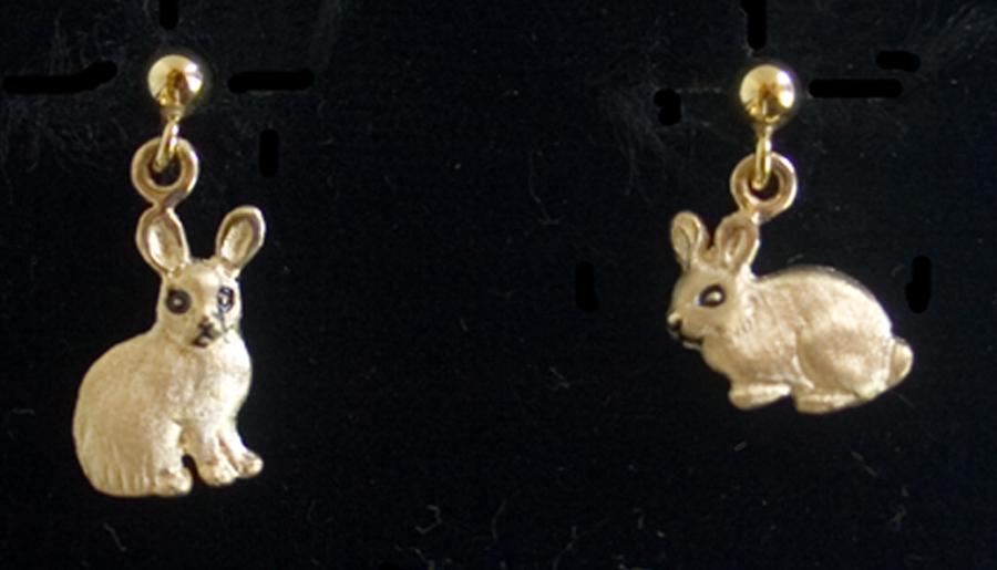 Rabbits: Miniature Rabbit Earrings 14k