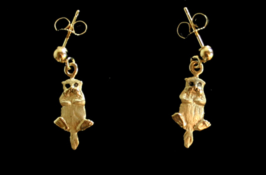 Otters: Miniature Sea Otter Earrings 14k