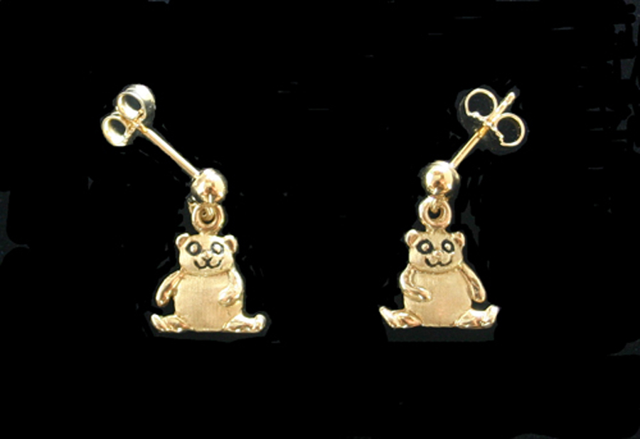 Bears: Miniature Teddy Bear Earrings 14k
