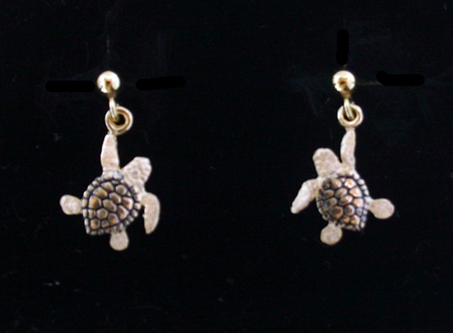Turtles: Miniature Turtle Earrings 14k
