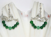 Sterling silver: Horse earrings with emerald and agate