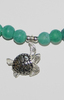 Sterling silver: Sea Turtle drop with 2 Clam shells and green frost agate beads