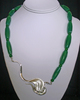 Sterling silver: Swan with faceted green agate and green jade beads