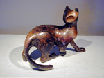 Cat: Turning Cat Silver crackle patina
