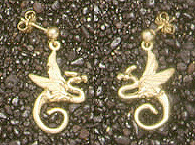 Dragons: 3D Medieval Dragon Earrings 18k