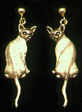 Cats: Sleek Cat Earrings 14k
