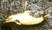 Dolphins: Large 3D Dolphin Pendant 14k